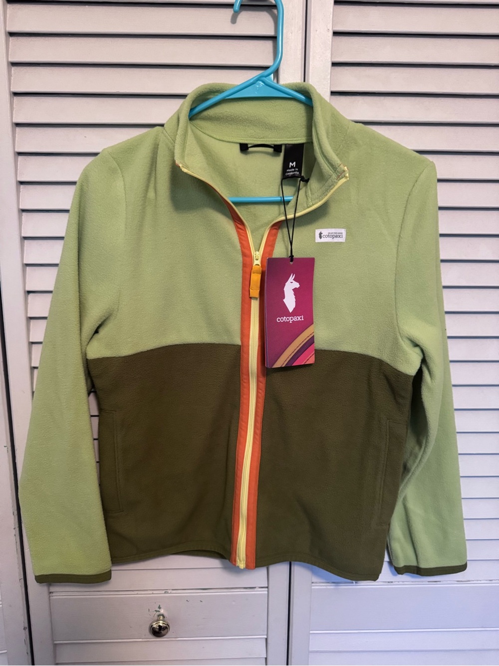 cotopaxi kids size medium Amado full zip fleece jacket lime/cedar-NWT